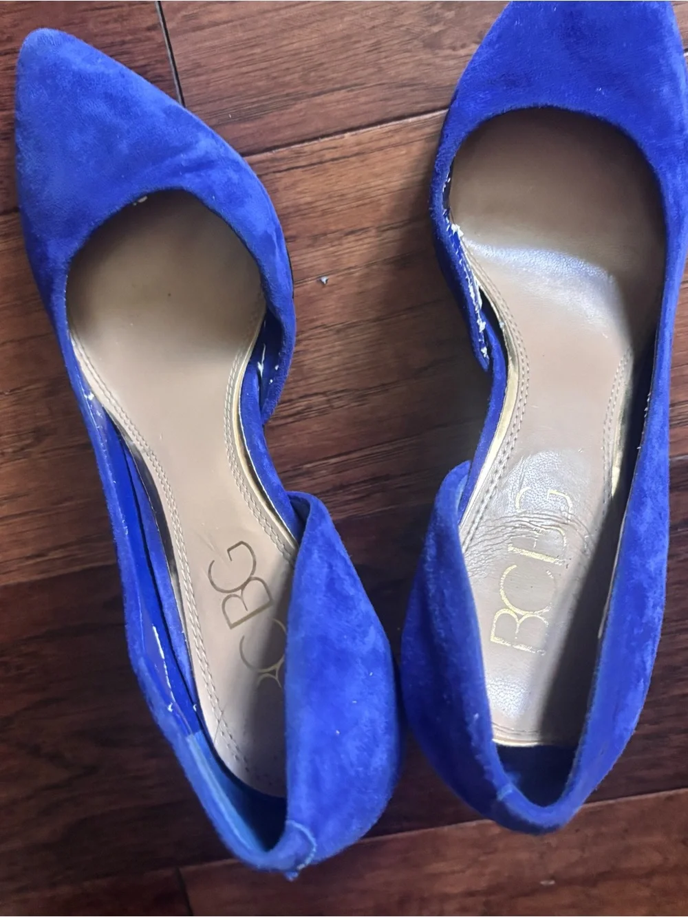 BCBG Royal Blue Suede Pointed-Toe D'Orsay Heels